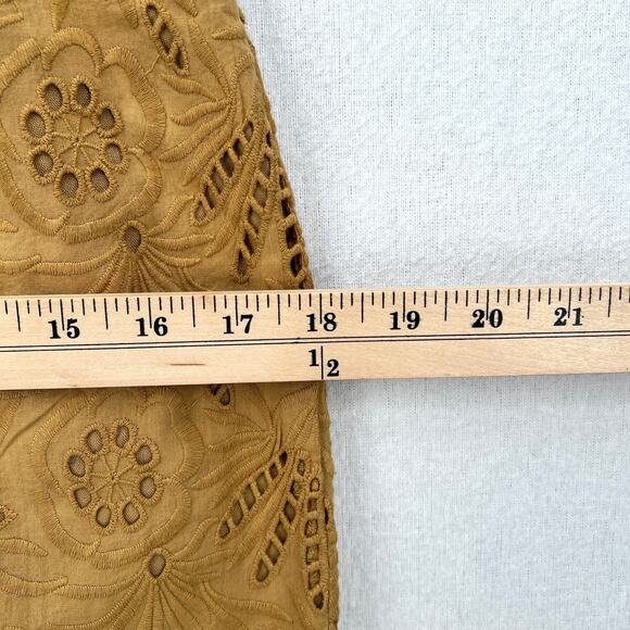 FREE PEOPLE Daniella Mini Dress Women 0 Taupe Embroidered Eyelet Puff Sleeve NEW - Picture 13 of 14